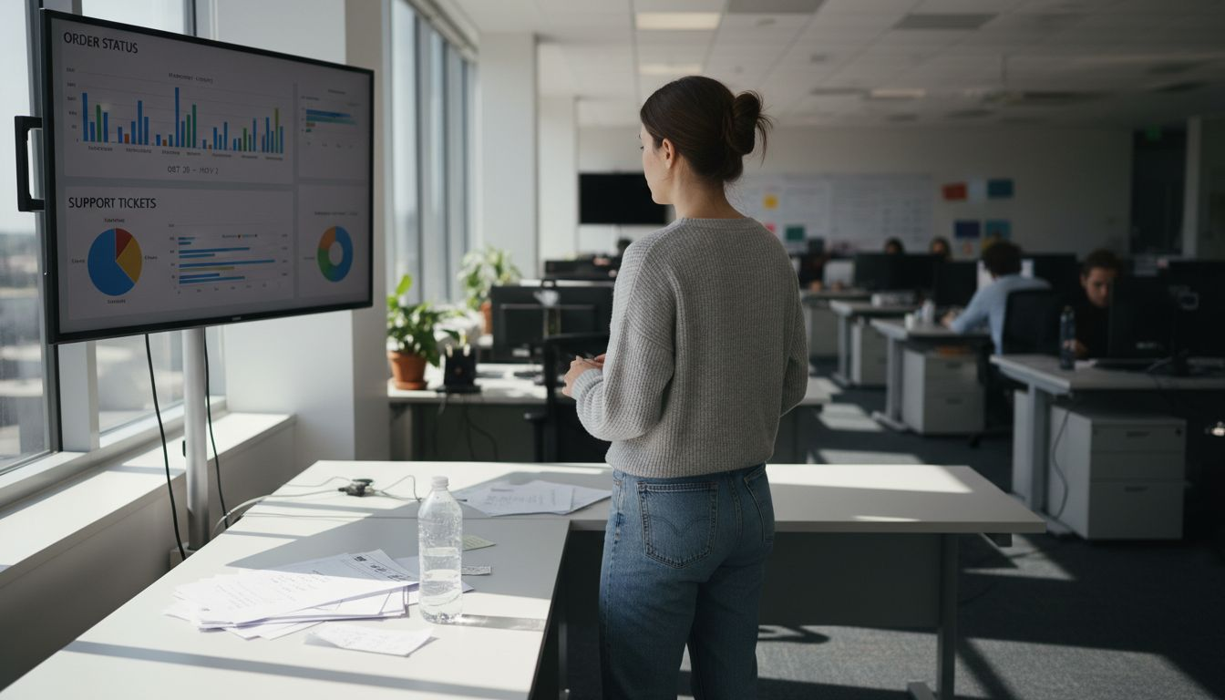 Analyst reviewing decision engine dashboard