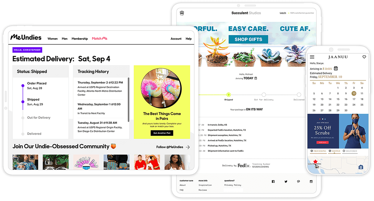 Branded tracking pages example